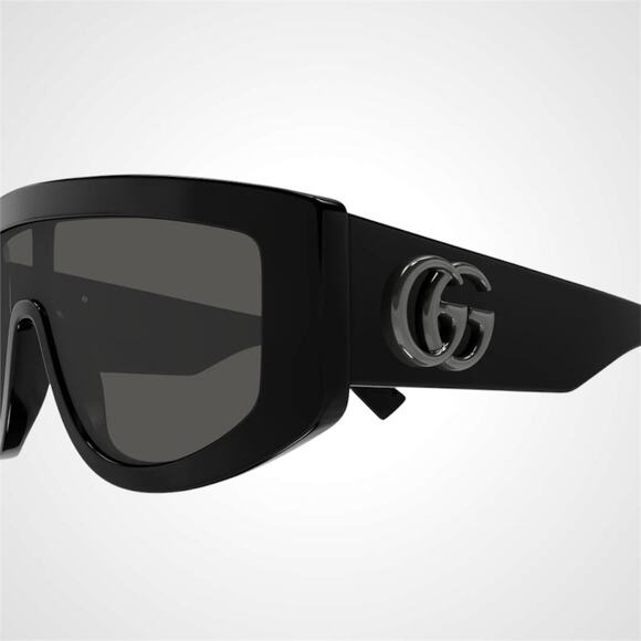 New GUCCI Sunglasses Black Wrap Shield Oversized Grey Lens GG 99-1-130mm